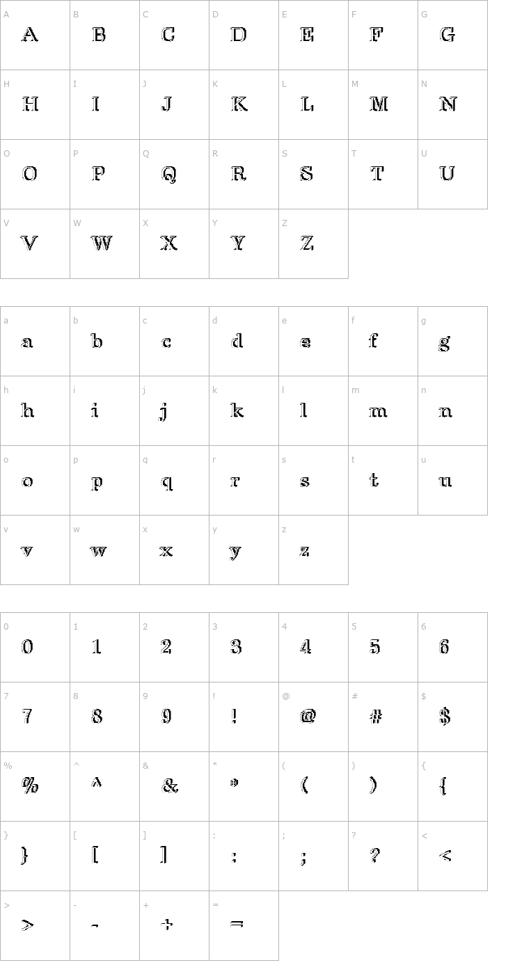 Character Map Rough36 Becker Font
