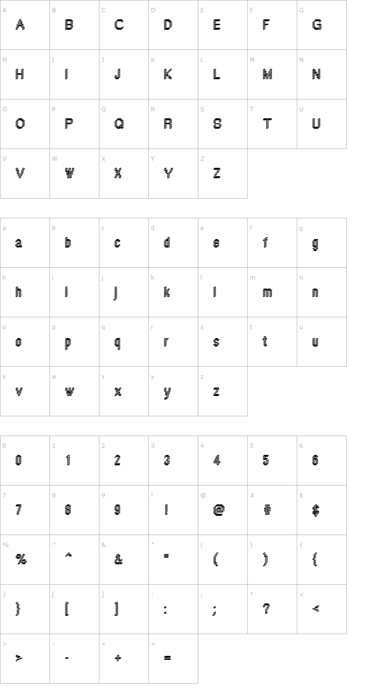 Character Map Rough44 Becker Font