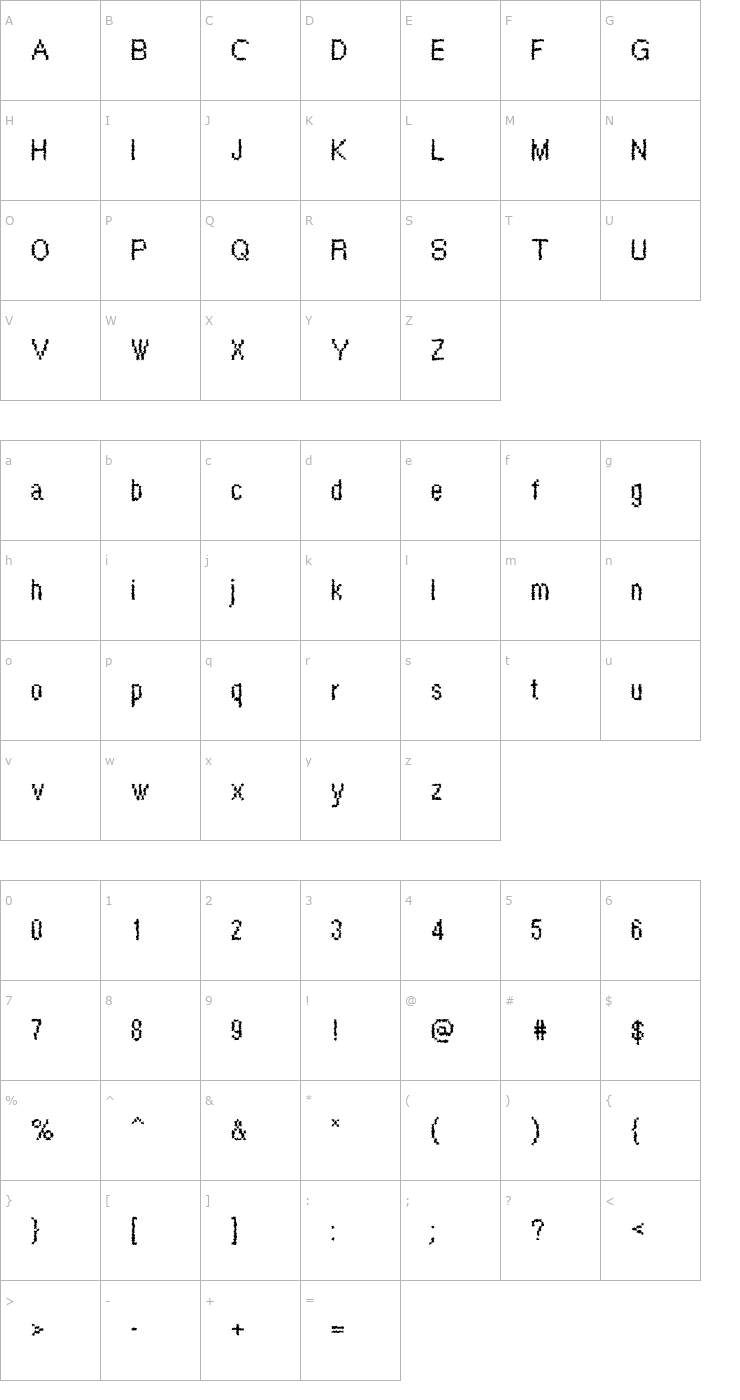 Character Map Rough48 Becker Font