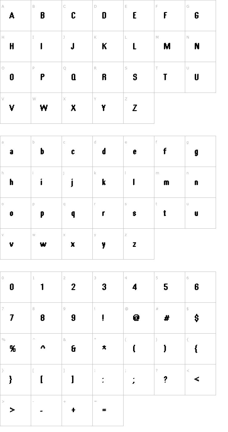 Character Map Rough59 Becker Font