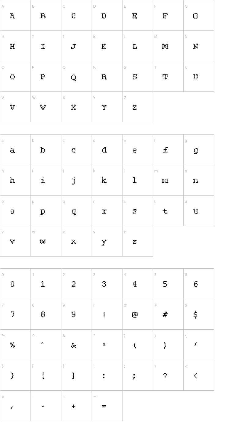 Character Map Roughie-Light Font