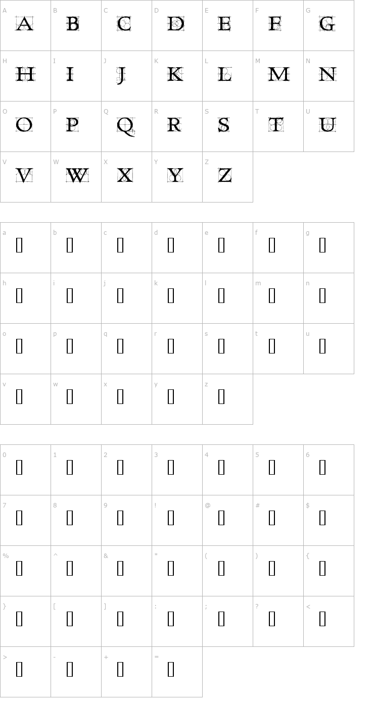 Character Map Roughwork Font