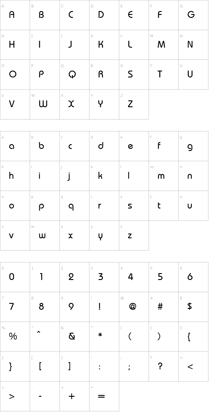 Character Map RoundHouseMedium-Regular Font