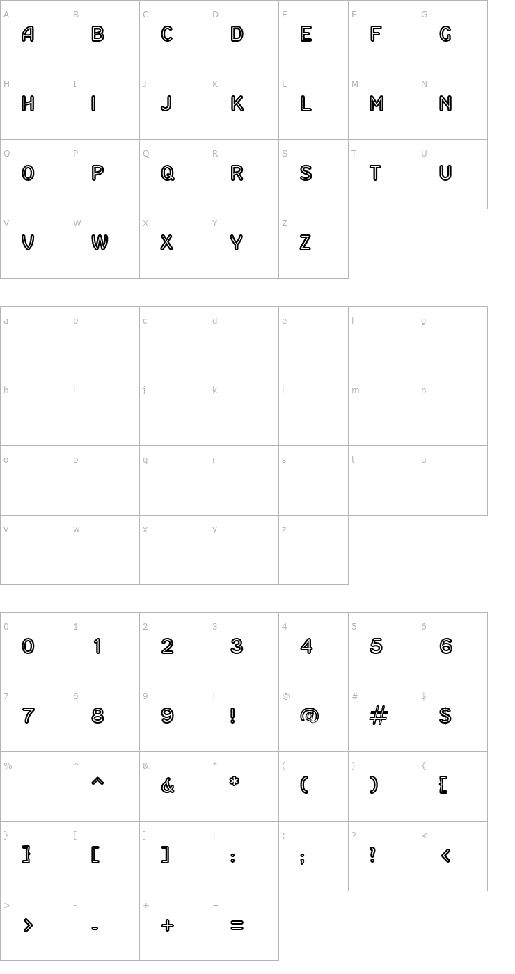 Character Map RoundSans-Inline Font