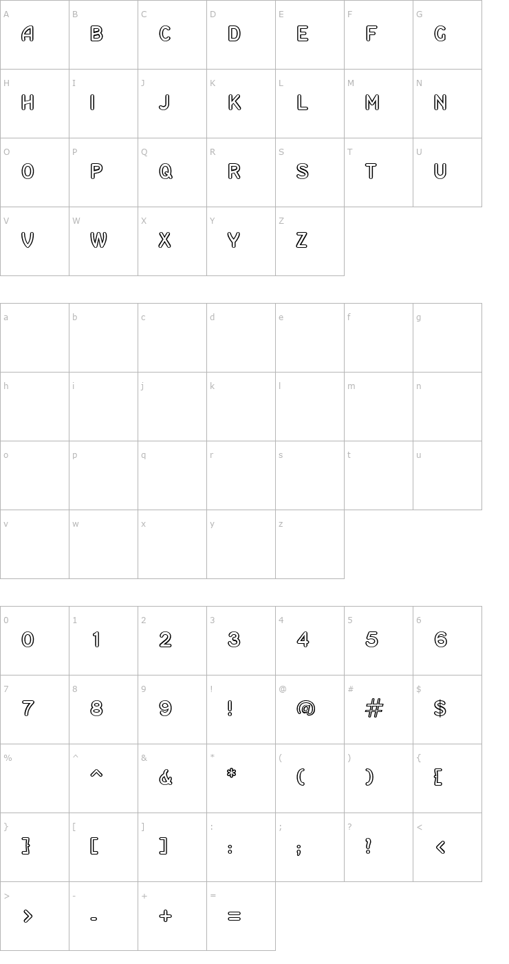 Character Map RoundSans-Outline Font