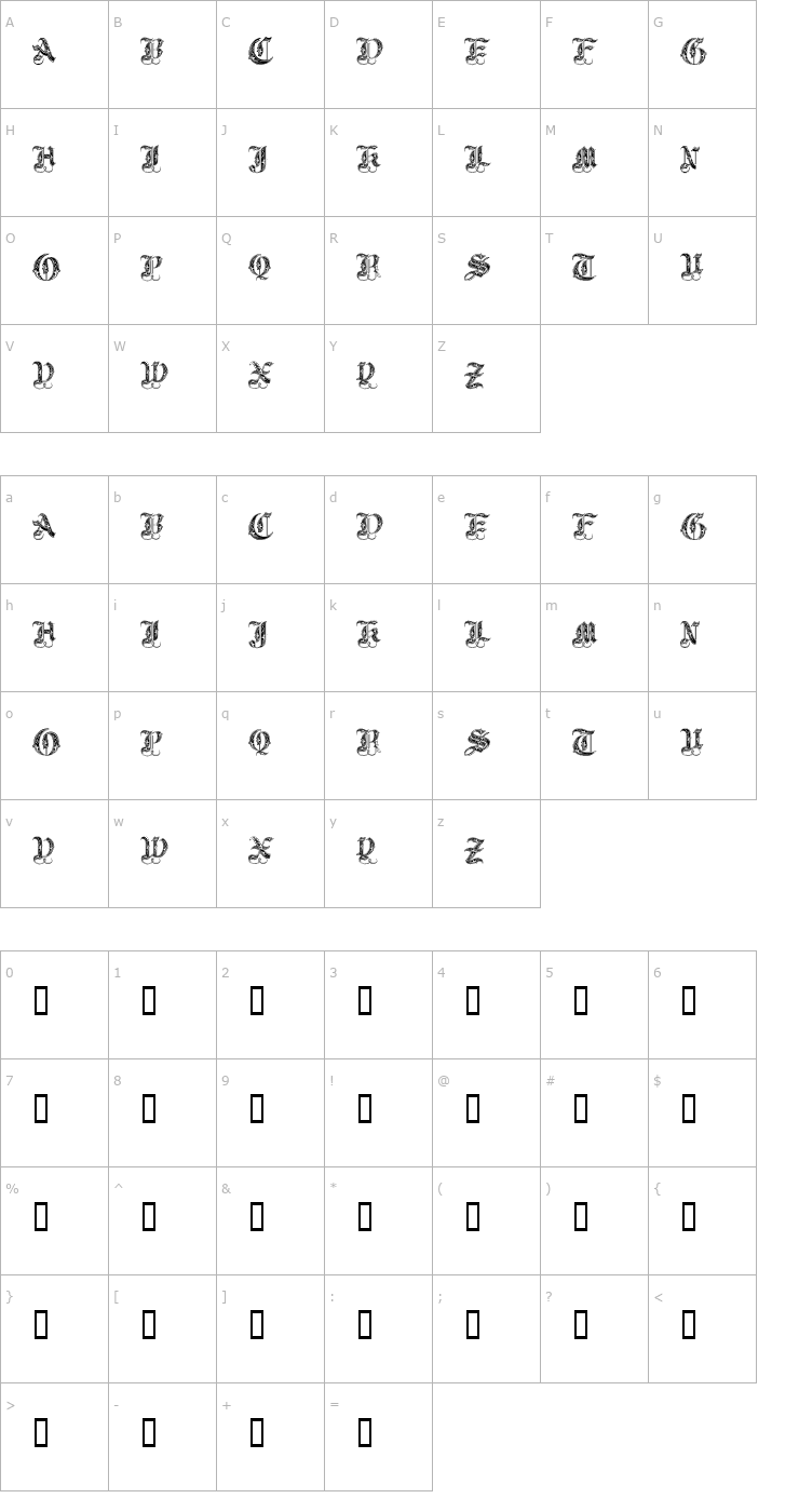 Character Map Royal Initialen Font