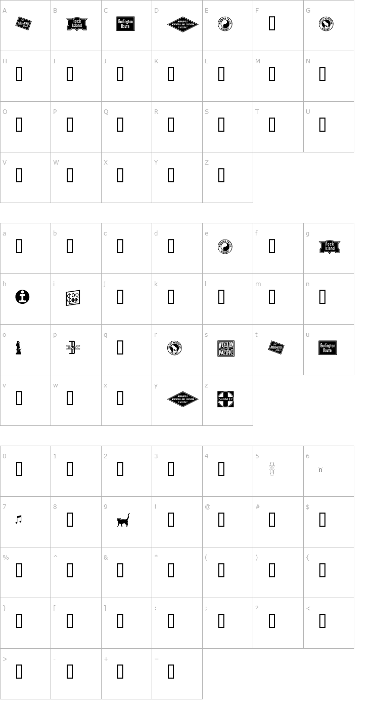 Character Map RRHeralds Font