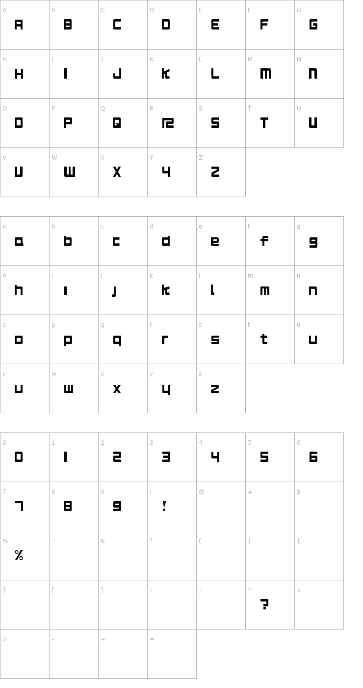 Character Map RS125 Original Font