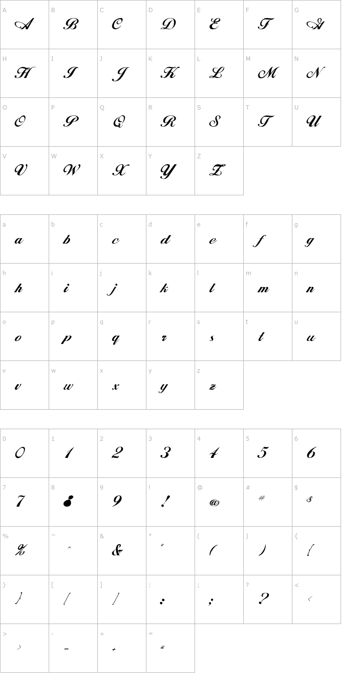 Character Map RSAlison Font