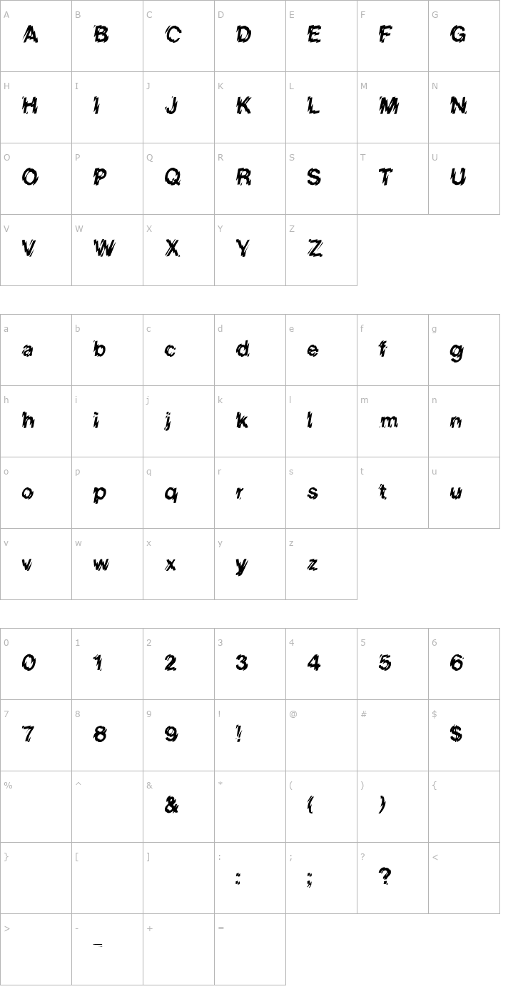 Character Map RSLowerWestSide Font