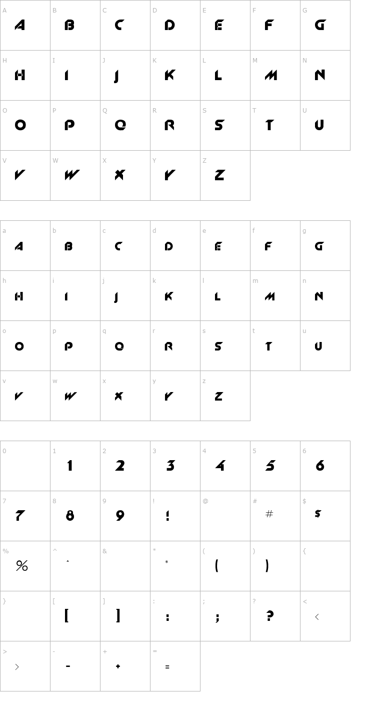 Character Map RSNewGarrett Font