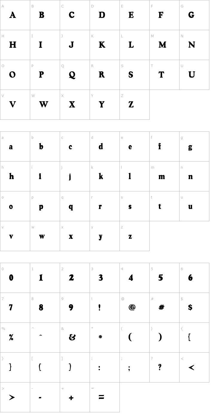 Character Map RSOswaldGrey Font