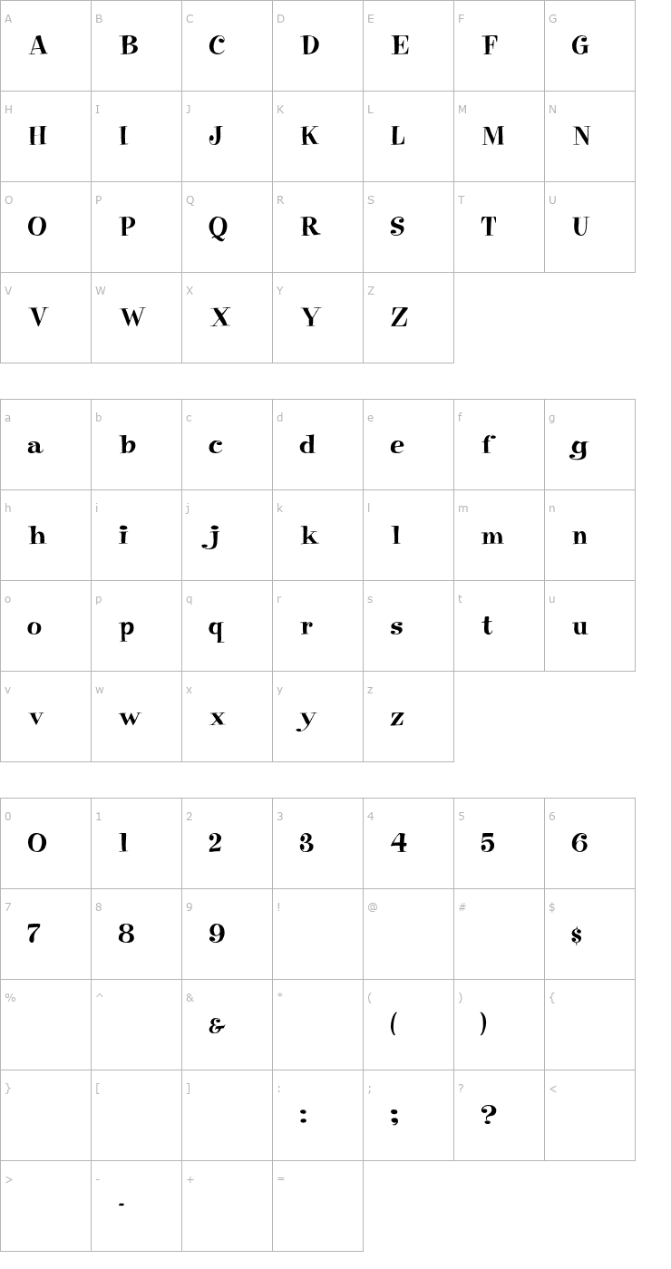 Character Map RSPixie-Normal Font