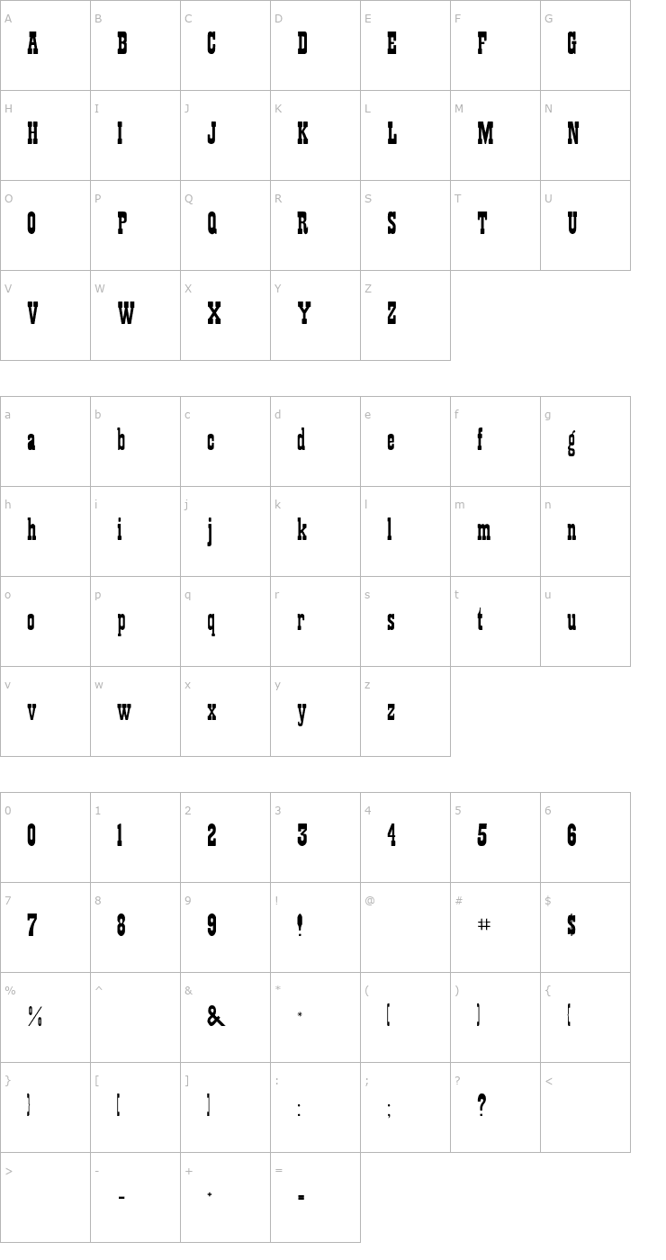 Character Map RSPlaybill Font