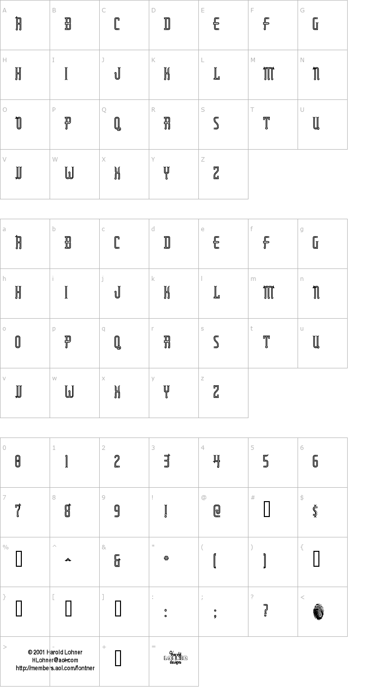 Character Map RubaiyatEngraved Font