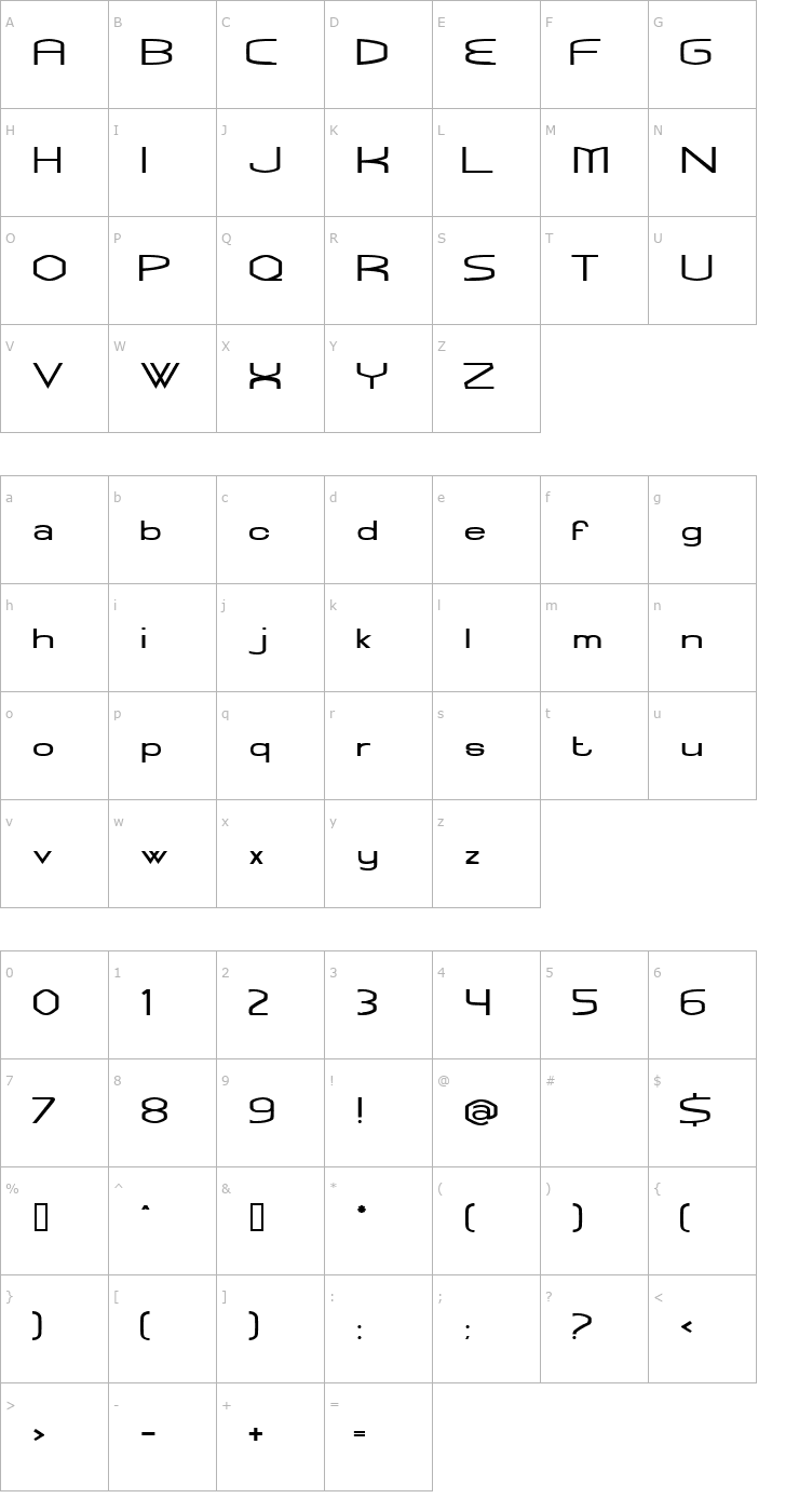 Character Map Rubbed Normal Font