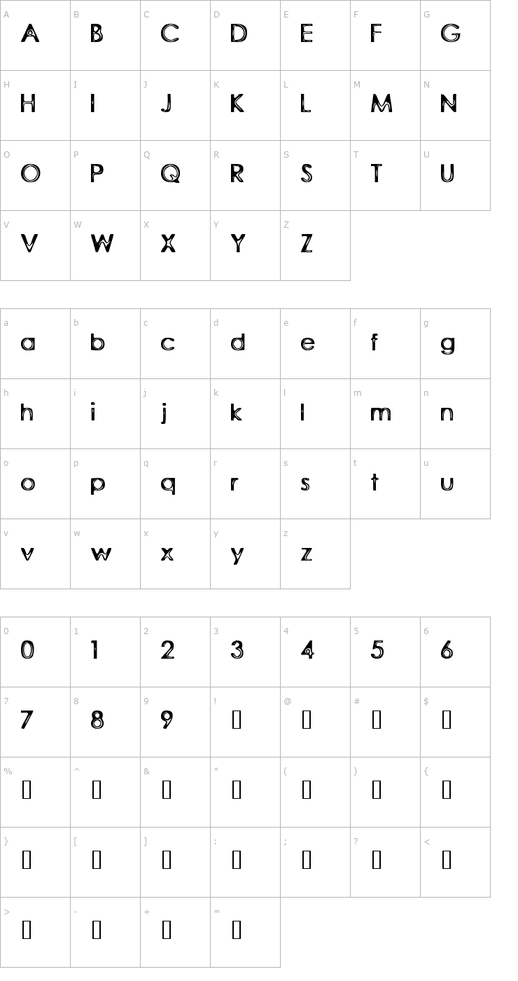 Character Map Rubber Walls Font