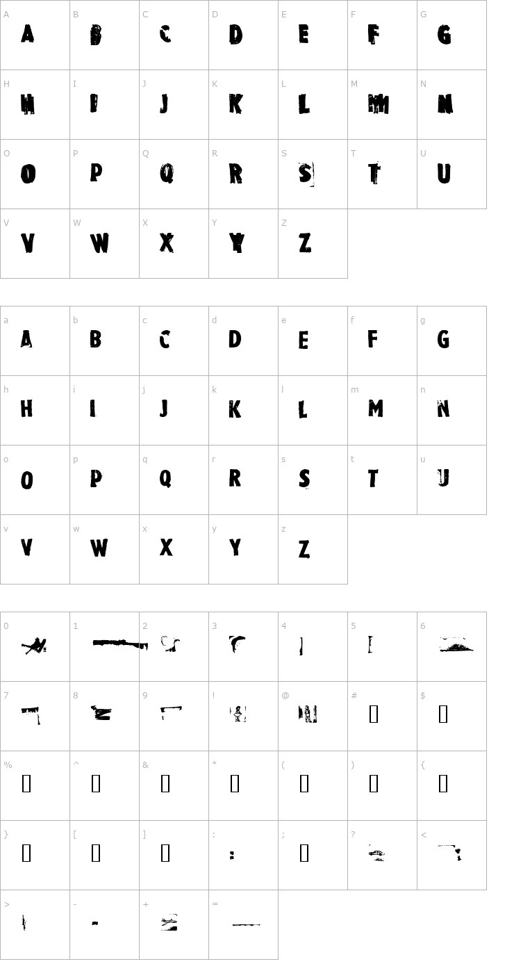 Character Map Rubbermaid Font