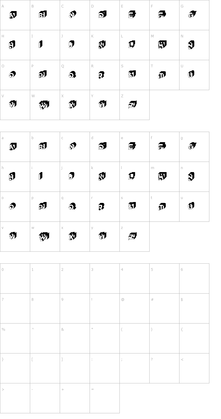Character Map Rubiks Font