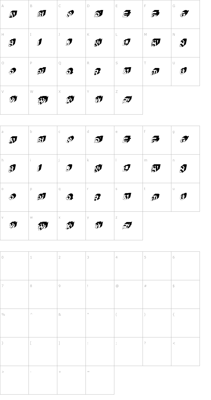 Character Map Rubiks Italic Font