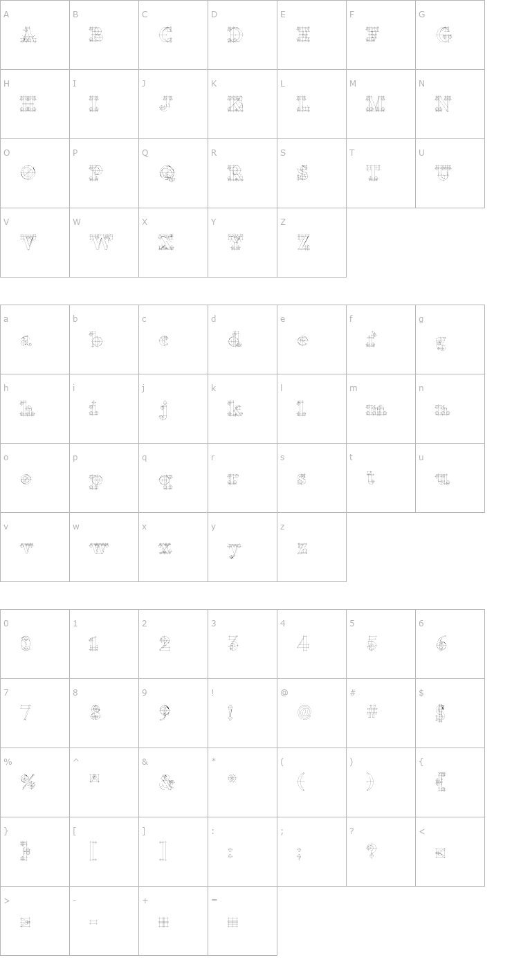 Character Map Rubino Serif Guides Regular Font