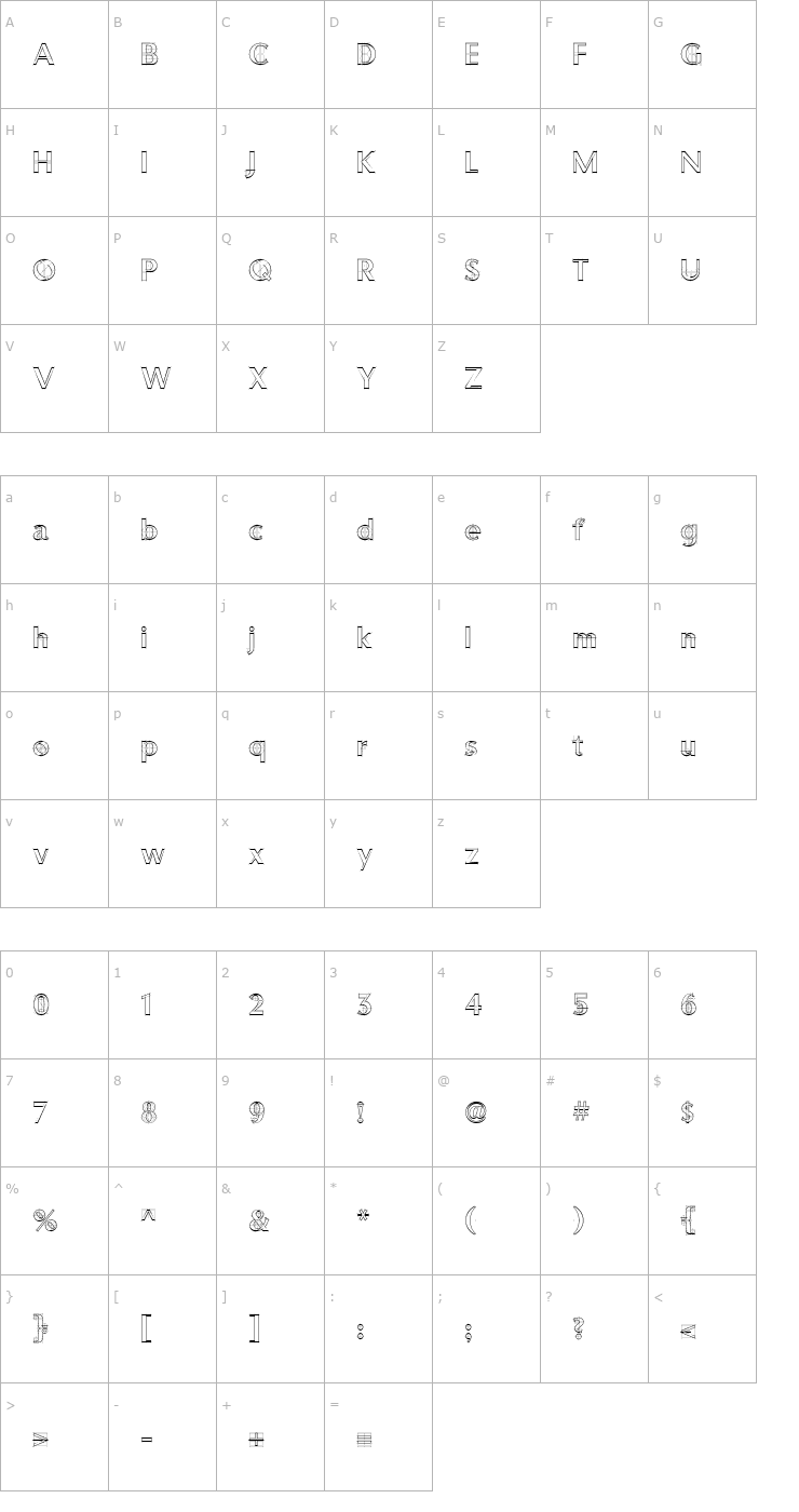 Character Map RubinoSansICG Font