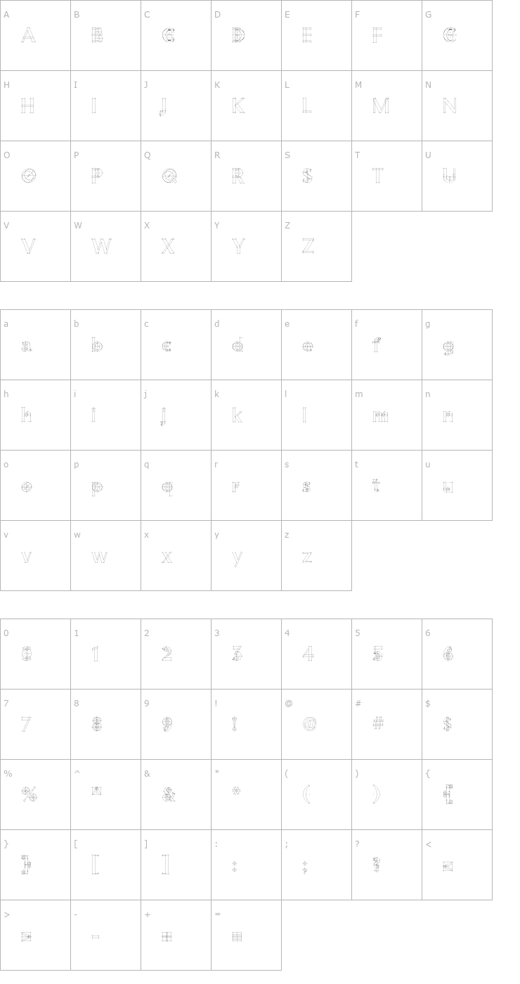 Character Map RubinoSansICG-Guides Font