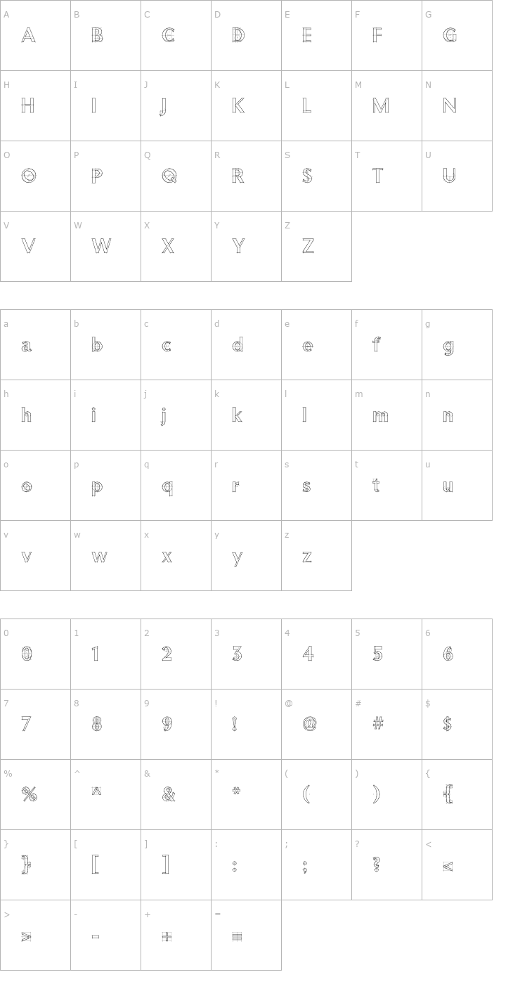 Character Map RubinoSansICG OTF Font