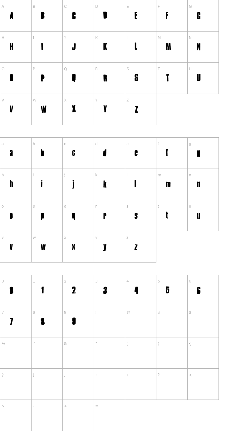 Character Map RubOn-Heavy Font