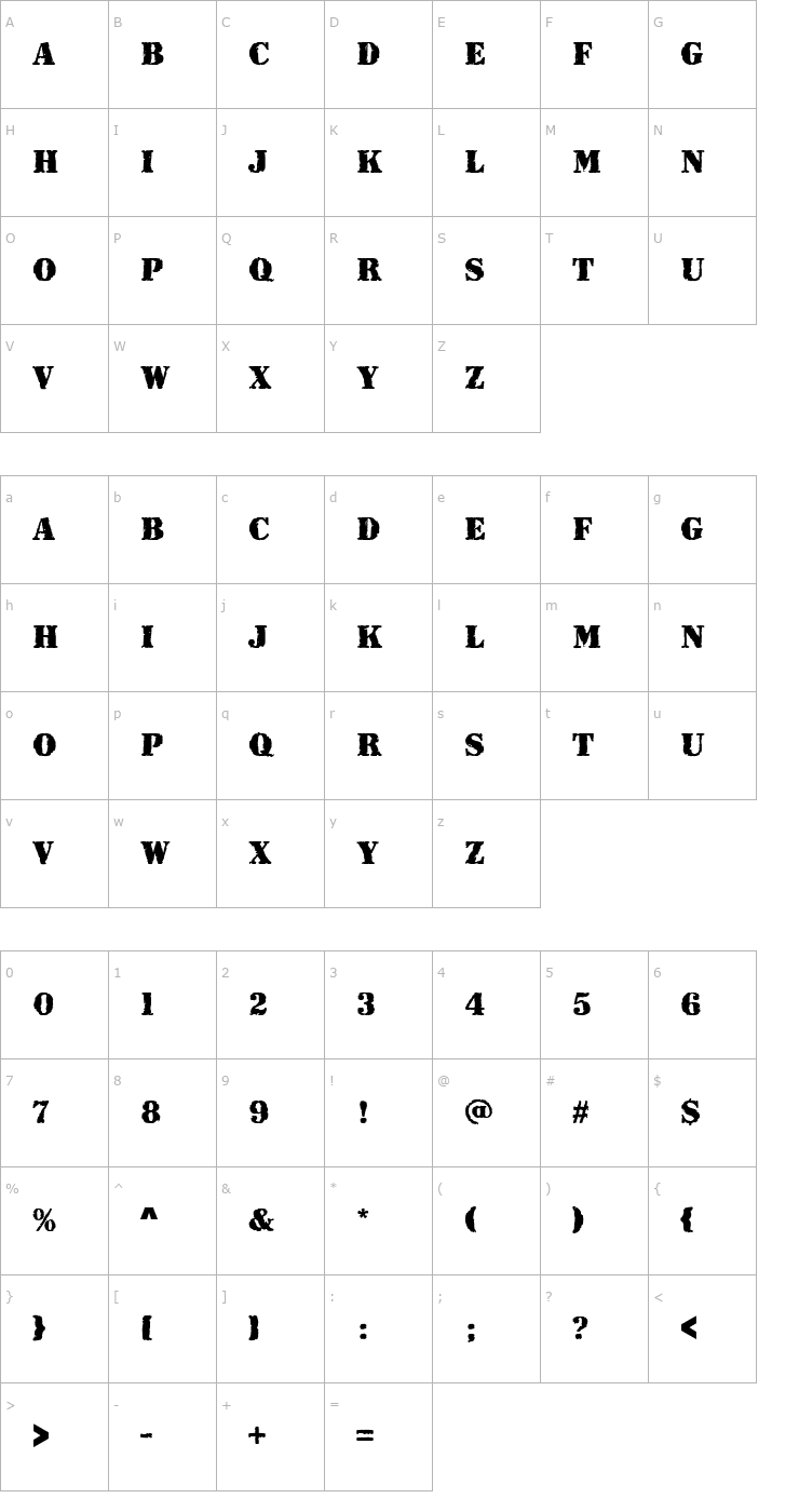 Character Map RudakiSolT Font