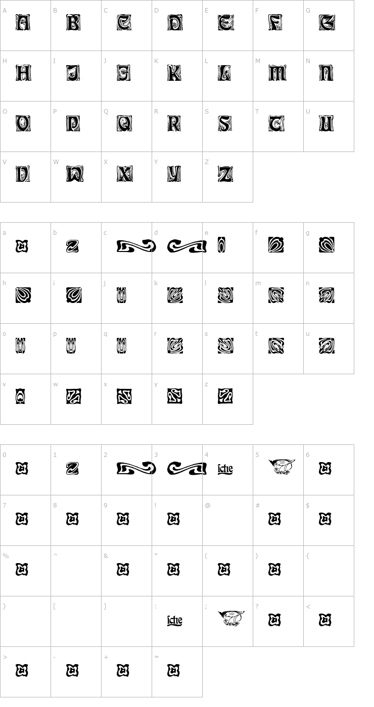 Character Map Rudelsberg-Schmuck Font