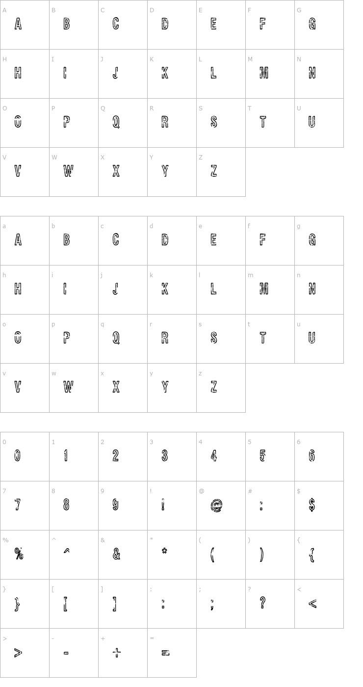 Character Map Rueckwarzsalto Font