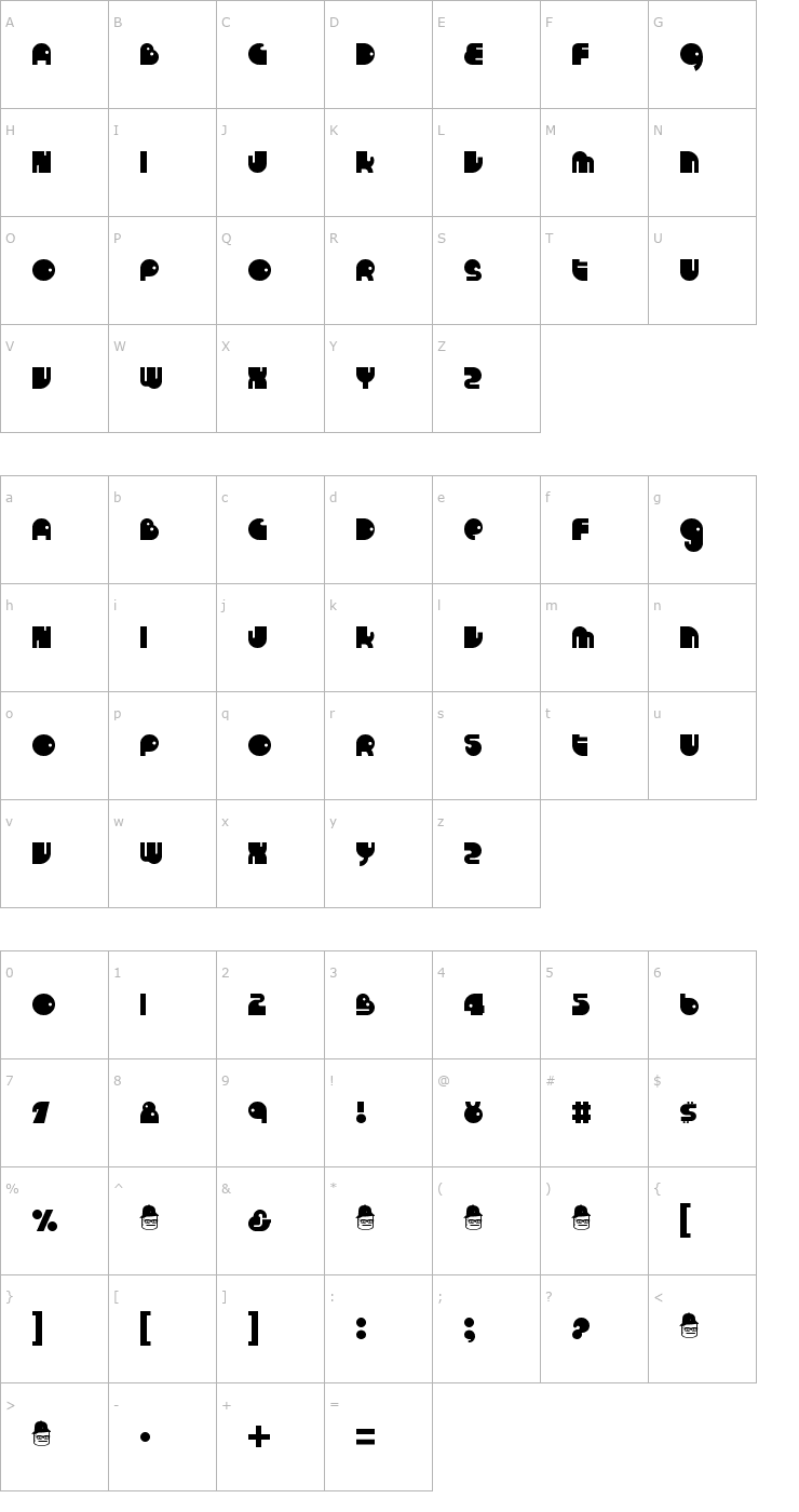 Character Map Run Tron 1983 Font