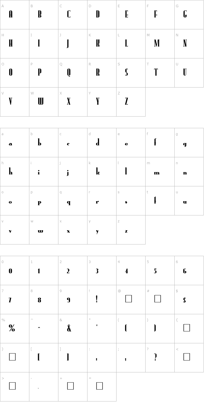 Character Map Rundfunk Font