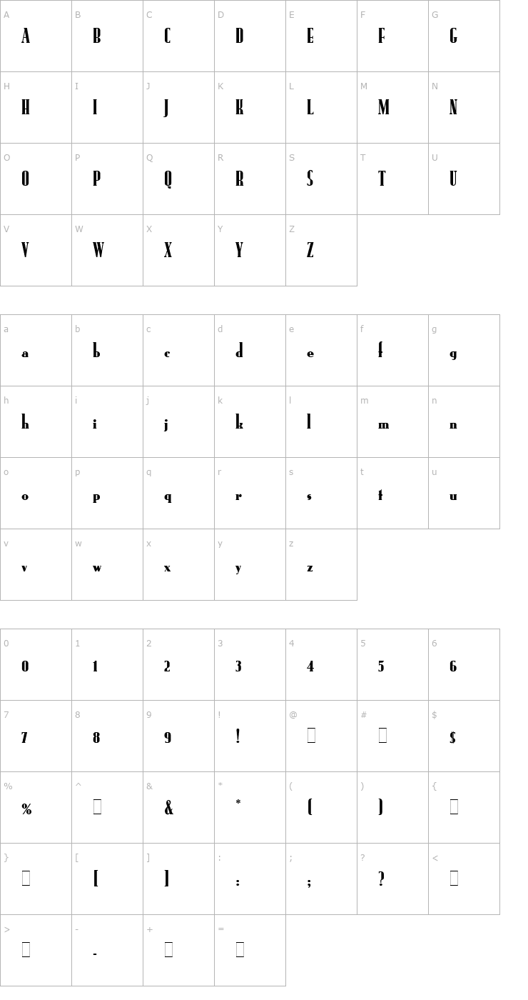 Character Map Rundfunk LET Font