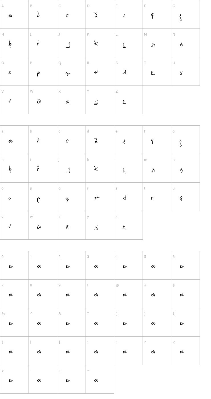 Character Map Running Smobble Font