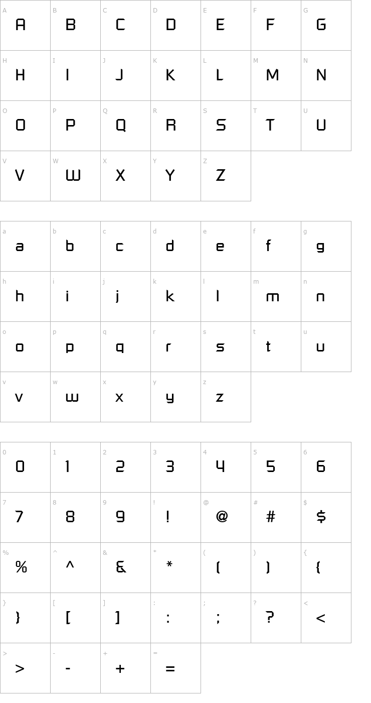 Character Map RussellSquare Font