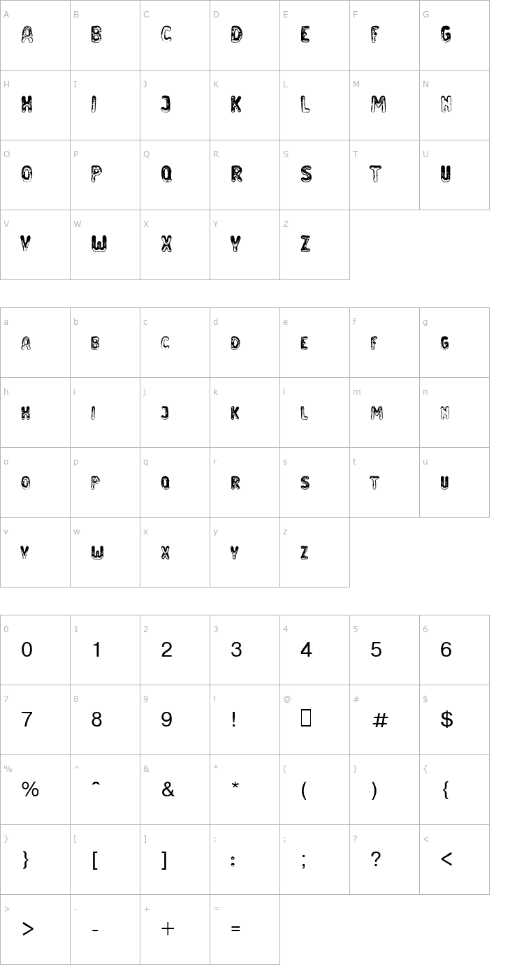 Character Map Russianbread1 Becker Font