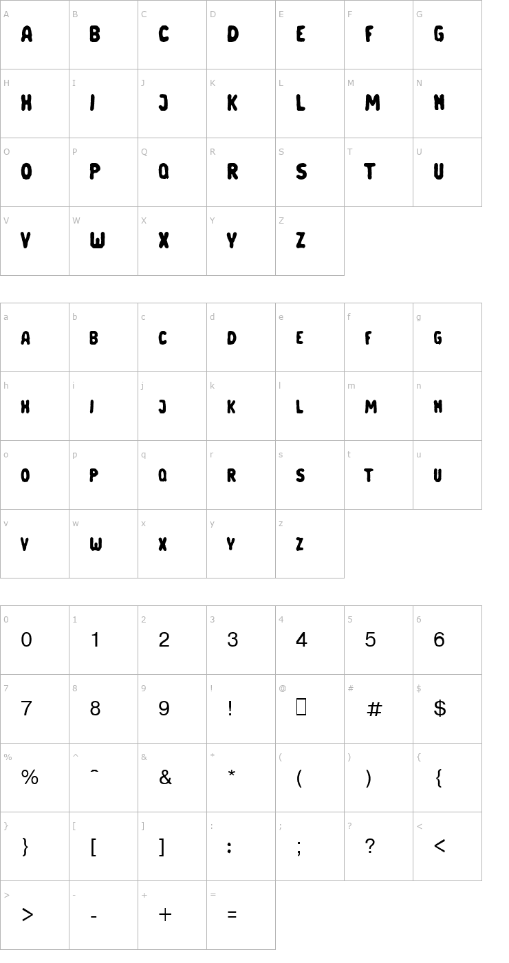 Character Map Russianbread2 Becker Font