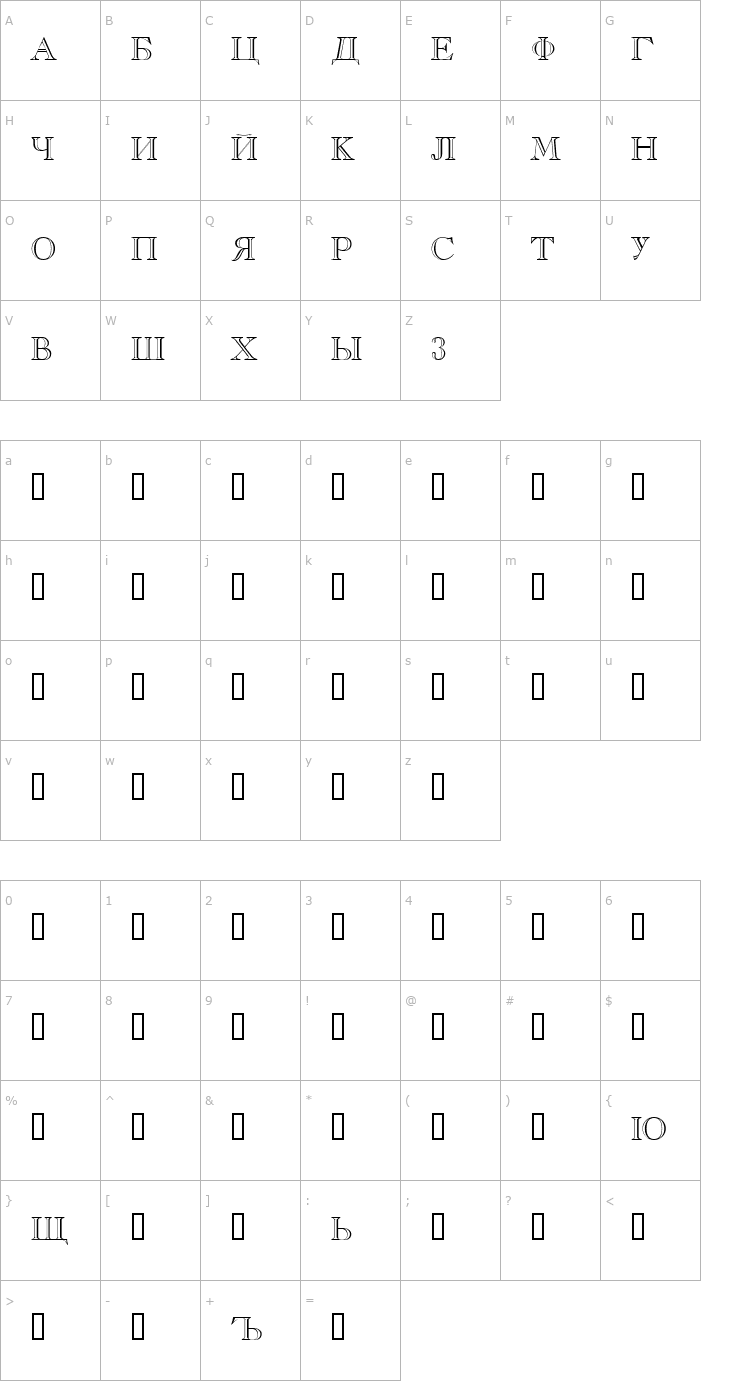Character Map Russkij OtkrytyjDemo Font