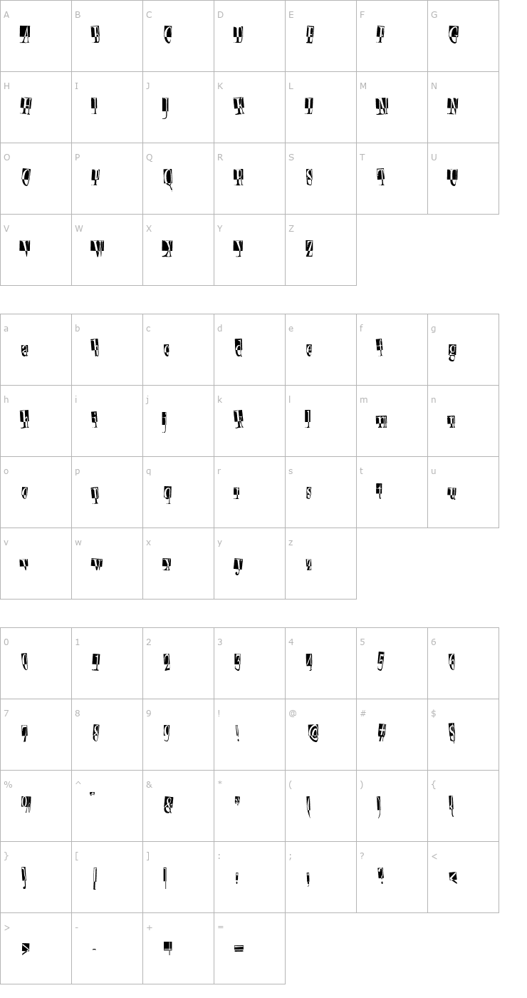Character Map RusticRetroHeaders Font