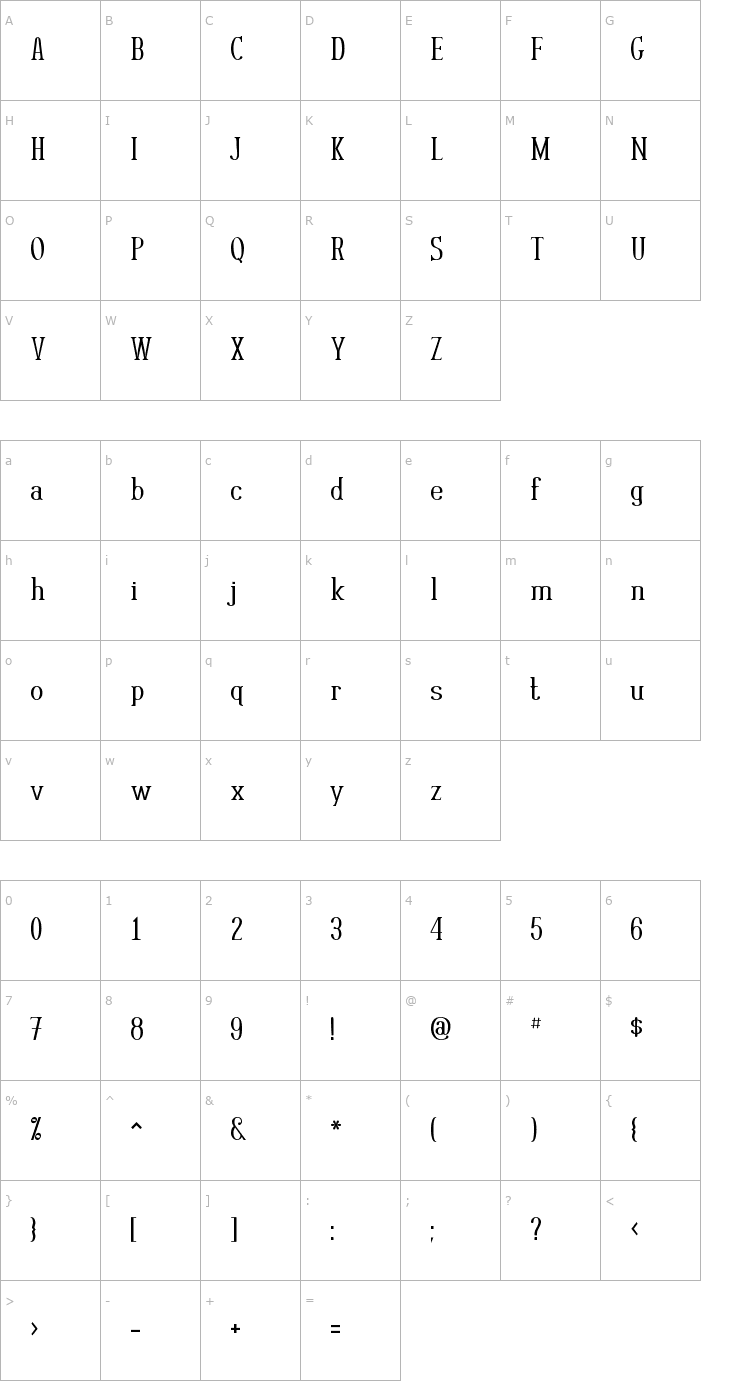 Character Map Rutaban Font