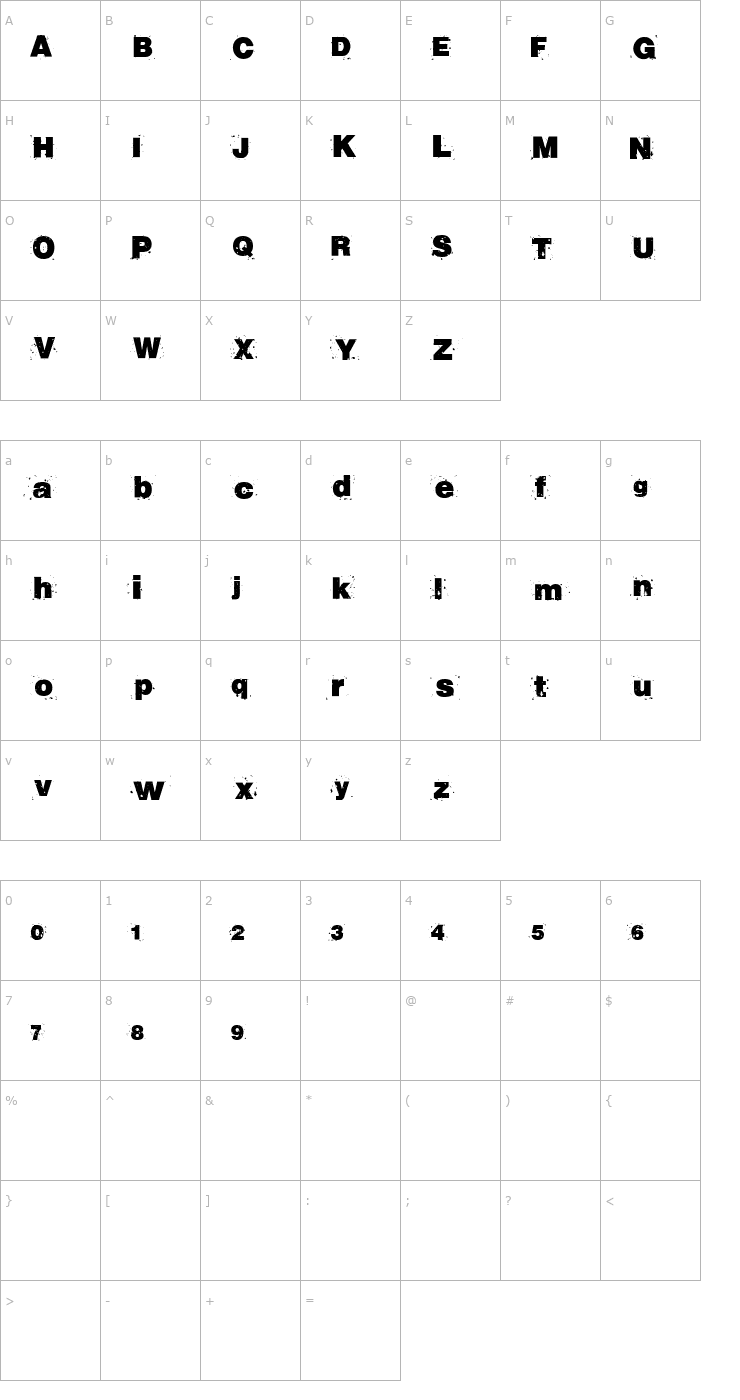 Character Map RvD Beton13 Font