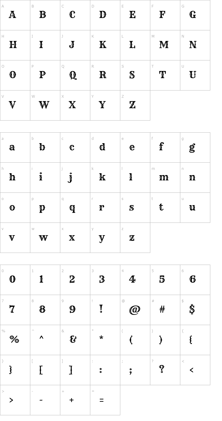Character Map Rye Font