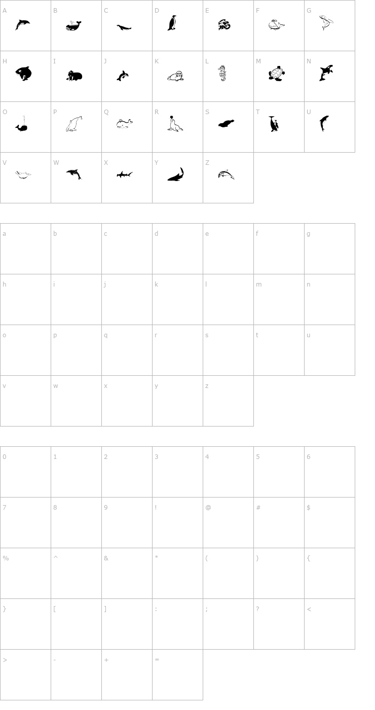 Character Map ryp_aquatic1 Font