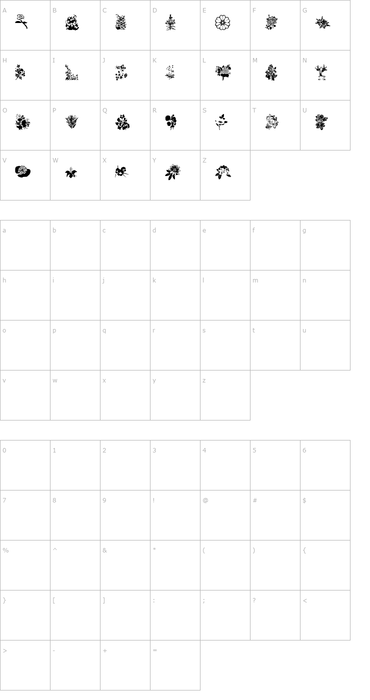 Character Map ryp_floral4Regular Font