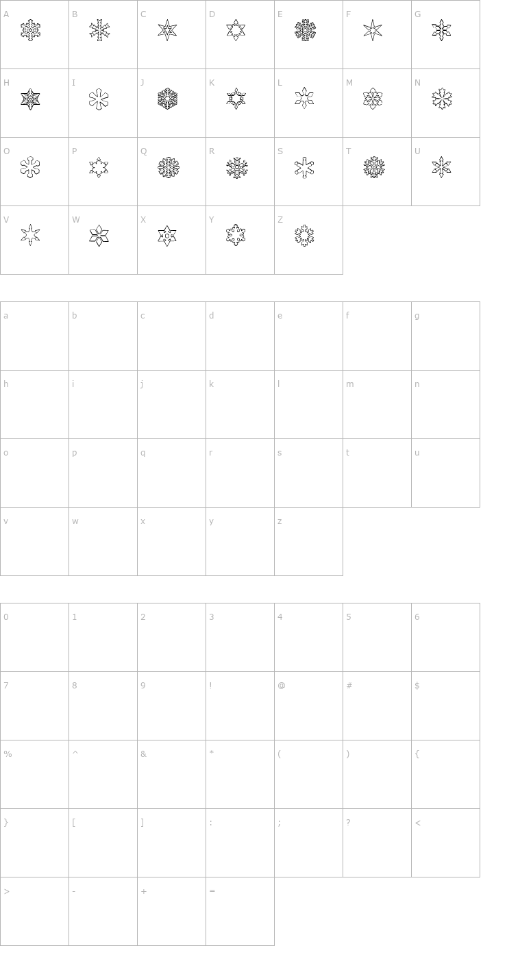 Character Map ryp_sflake3 Font