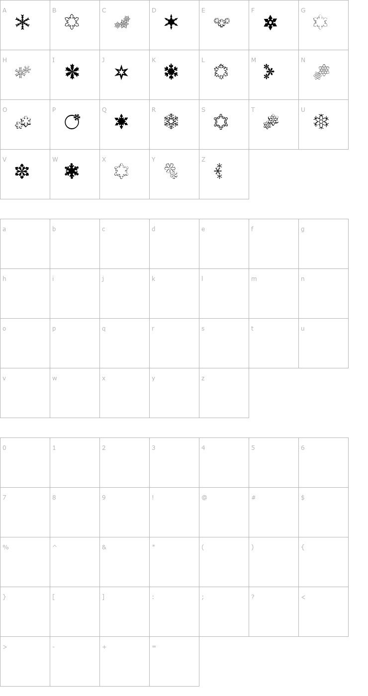 Character Map ryp_sflake4 Font