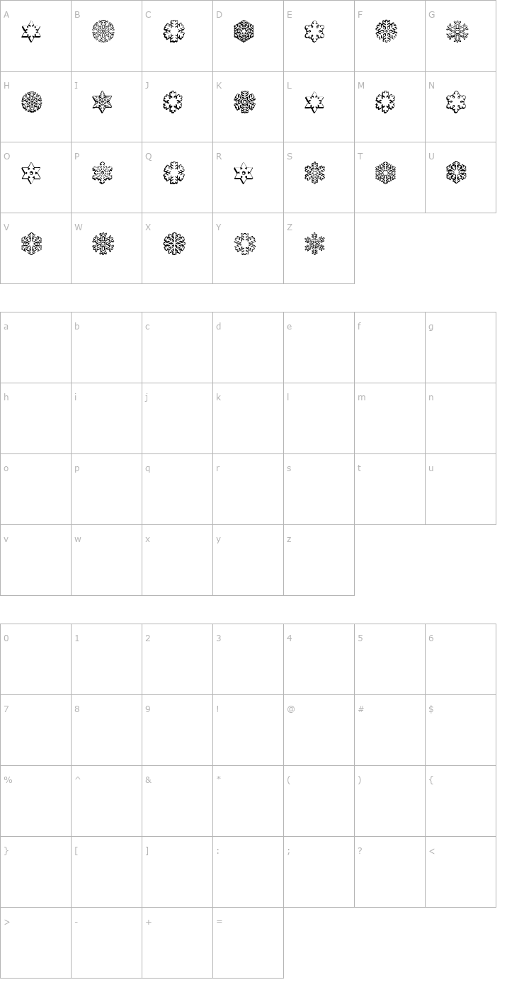 Character Map ryp_sflake5 Font