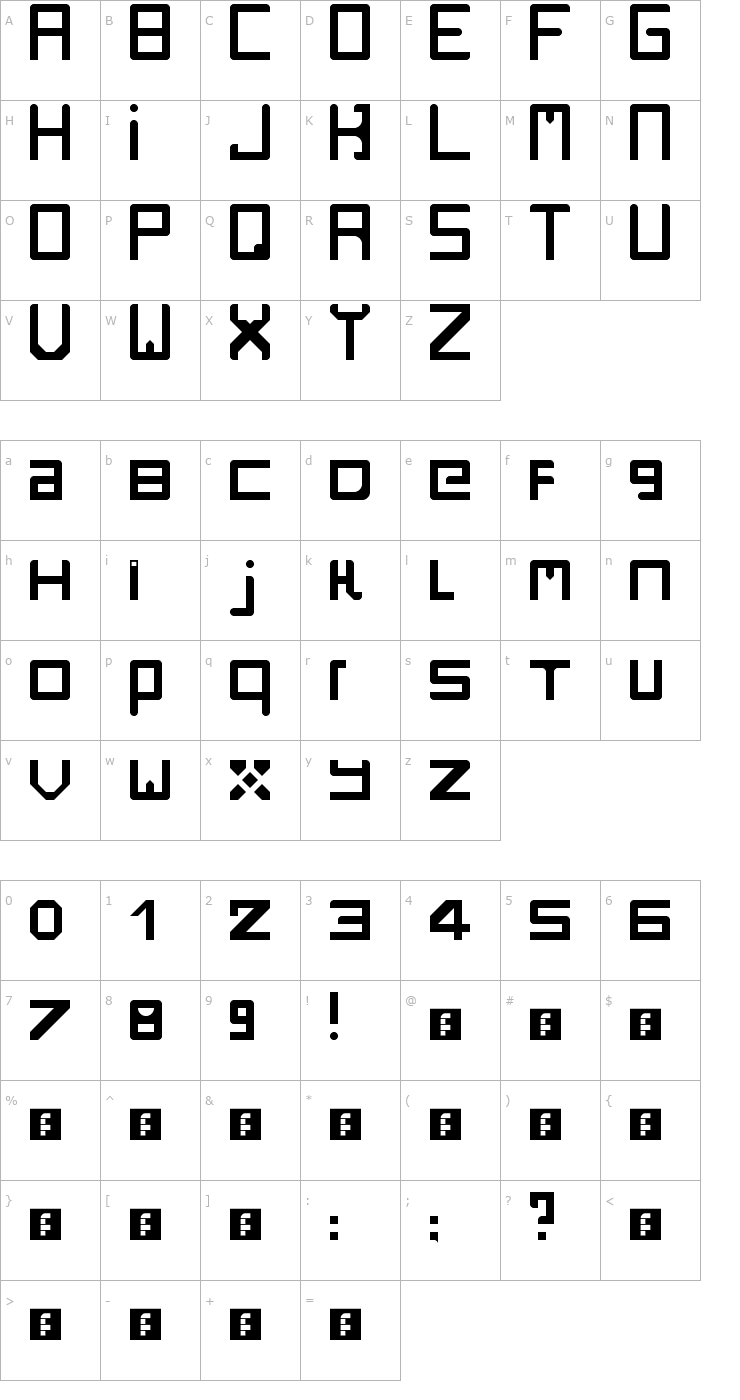 Character Map Rzrarti Font